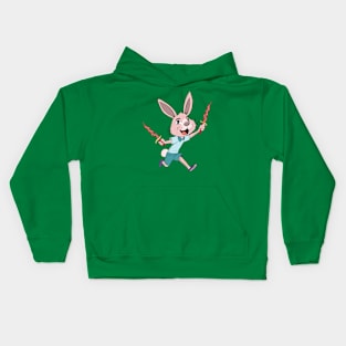 Cute bunny Running with daggers Kids Hoodie